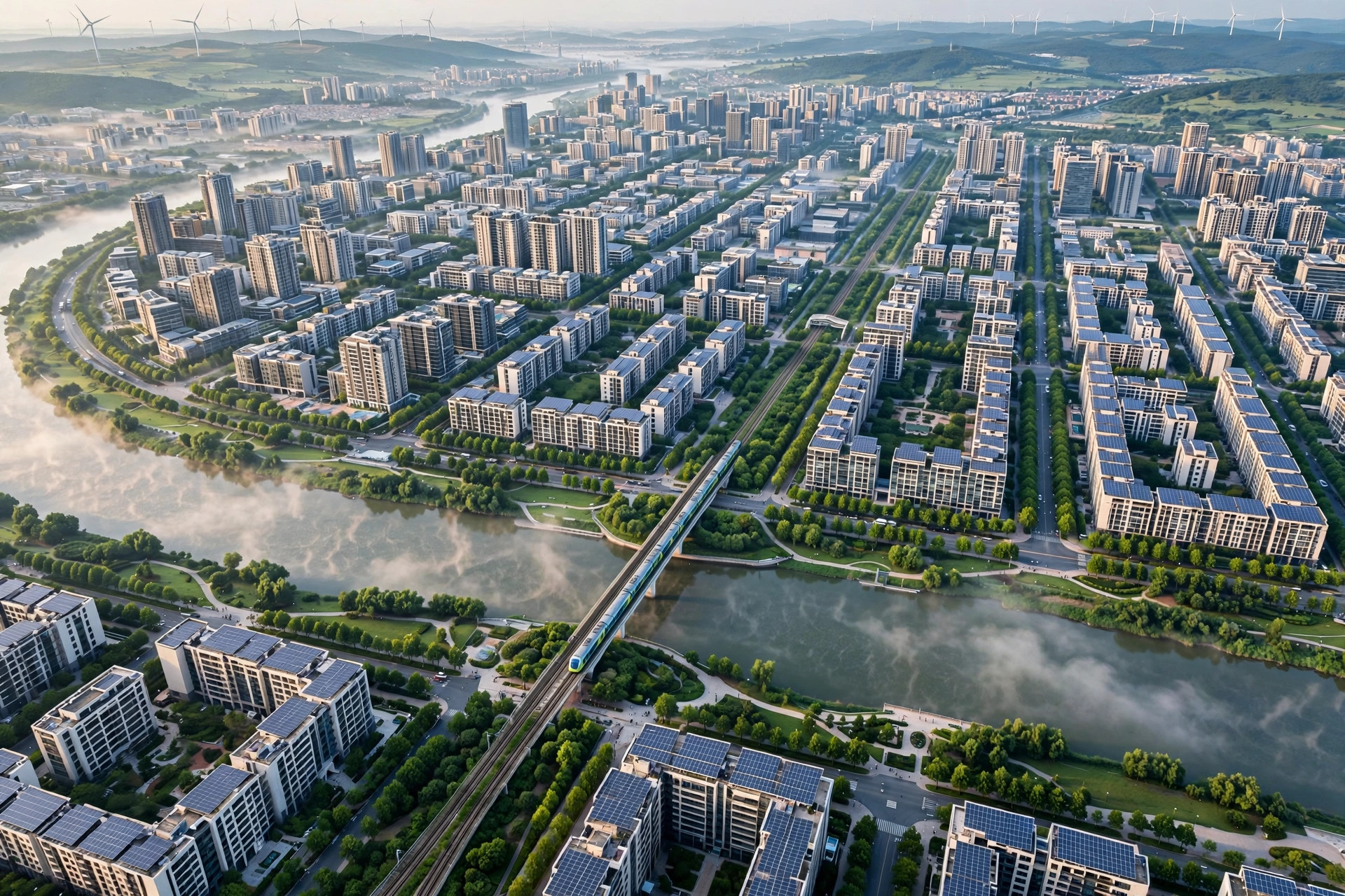 低碳城市晨景